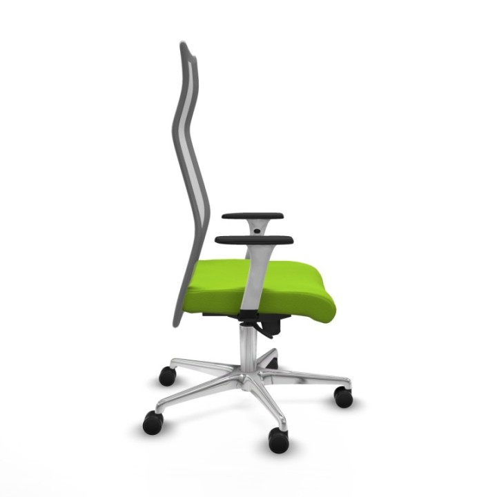 Albacete malla sincro malla gris similpiel pistacho brazos blancos base aluminio ruedas 65 mm nailon