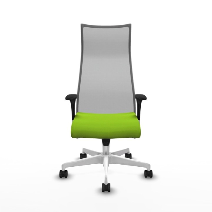 Albacete malla sincro malla gris similpiel pistacho brazos 1D base blanca ruedas 65 mm nailon