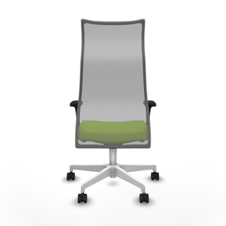 Albacete malla sincro malla gris similpiel pistacho brazos 1D base blanca ruedas 65 mm nailon