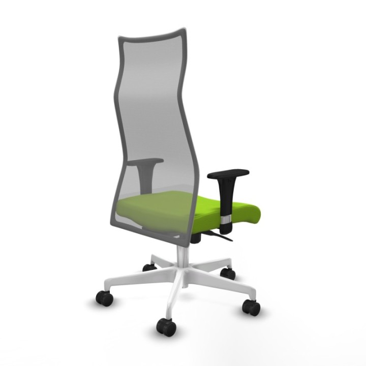 Albacete malla sincro malla gris similpiel pistacho brazos 1D base blanca ruedas 65 mm nailon