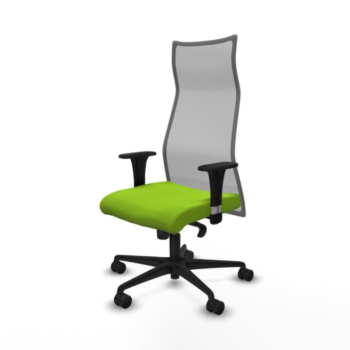 Albacete malla sincro malla gris similpiel pistacho brazos 1D base nailon ruedas 65 mm nailon