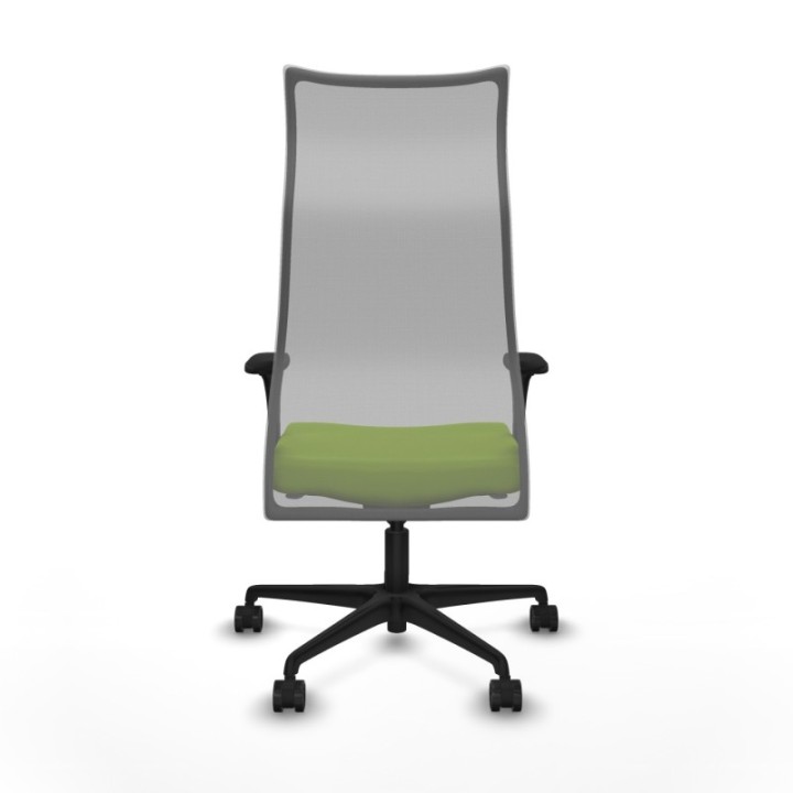 Albacete malla sincro malla gris similpiel pistacho brazos 1D base nailon ruedas 65 mm nailon