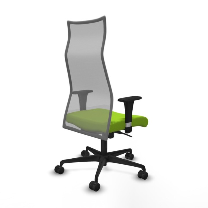 Albacete malla sincro malla gris similpiel pistacho brazos 1D base nailon ruedas 65 mm nailon