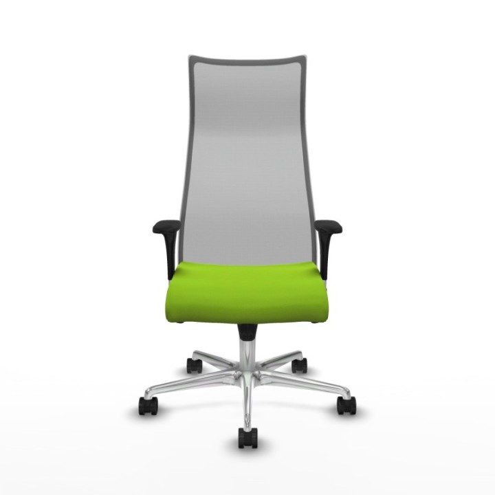 Albacete malla sincro malla gris similpiel pistacho brazos 1D base aluminio ruedas 65 mm nailon