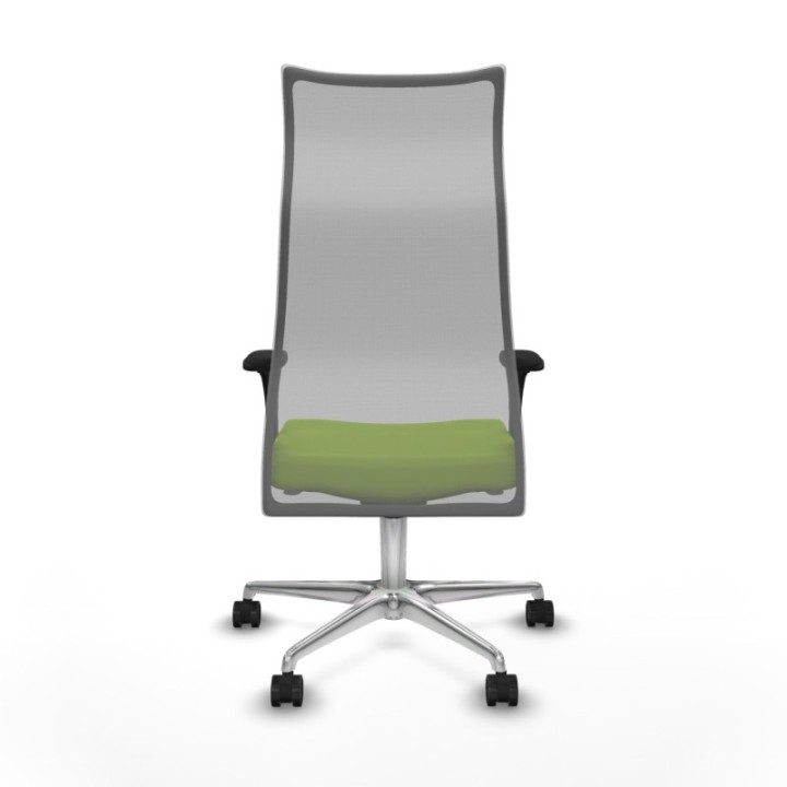 Albacete malla sincro malla gris similpiel pistacho brazos 1D base aluminio ruedas 65 mm nailon