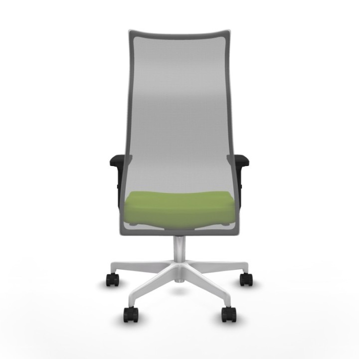 Albacete malla sincro malla gris similpiel pistacho brazos 2D base blanca ruedas 65 mm nailon