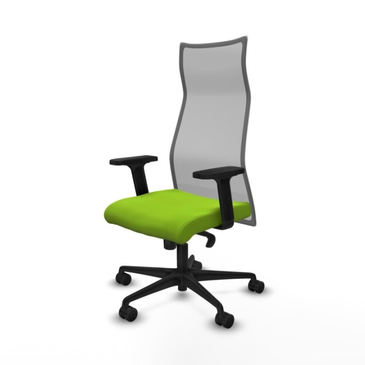 Albacete malla sincro malla gris similpiel pistacho brazos 2D base nailon ruedas 65 mm nailon