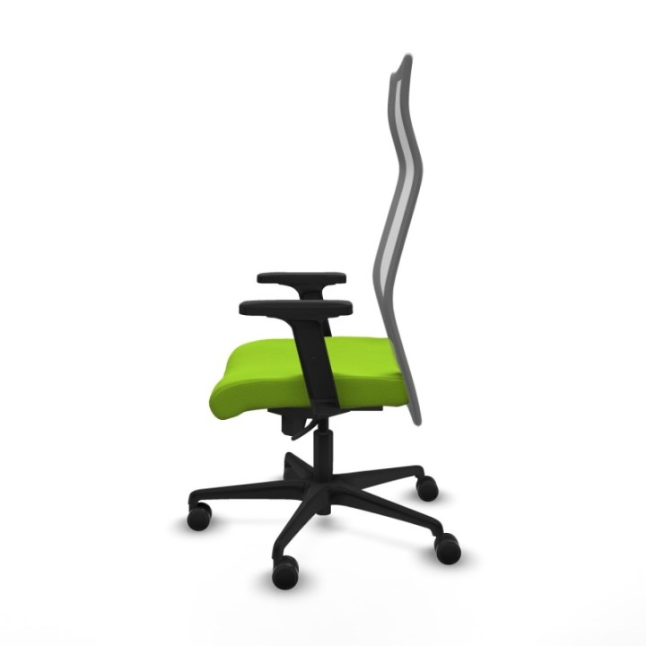 Albacete malla sincro malla gris similpiel pistacho brazos 2D base nailon ruedas 65 mm nailon