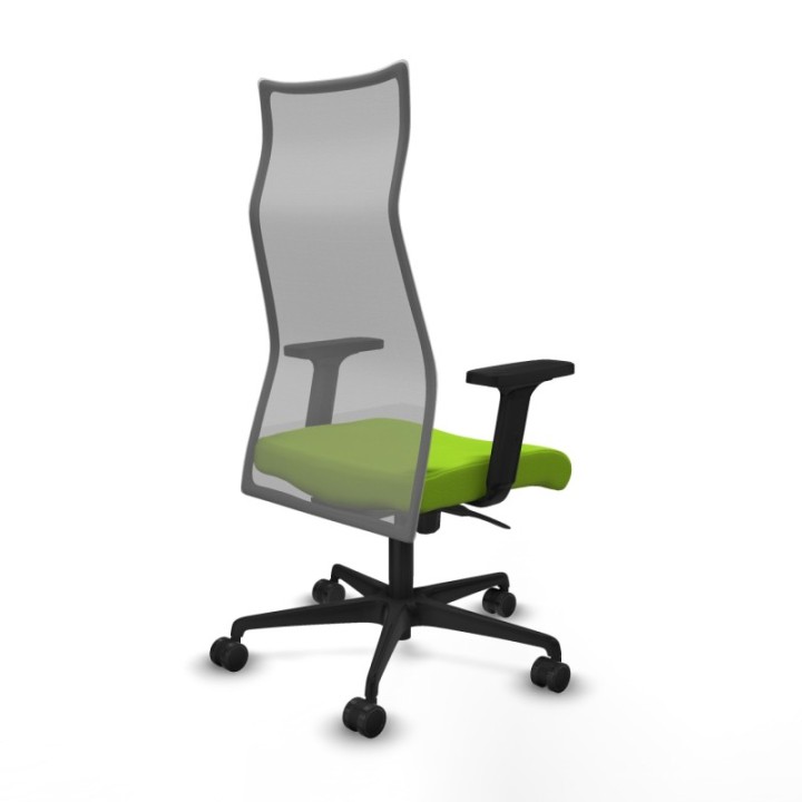 Albacete malla sincro malla gris similpiel pistacho brazos 2D base nailon ruedas 65 mm nailon