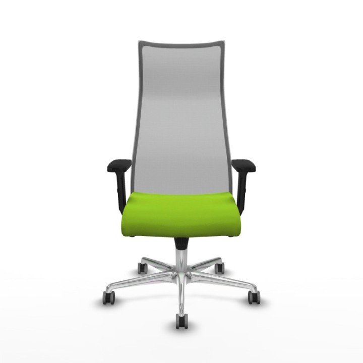 Albacete malla sincro malla gris similpiel pistacho brazos 2D base aluminio ruedas 65mm engomadas