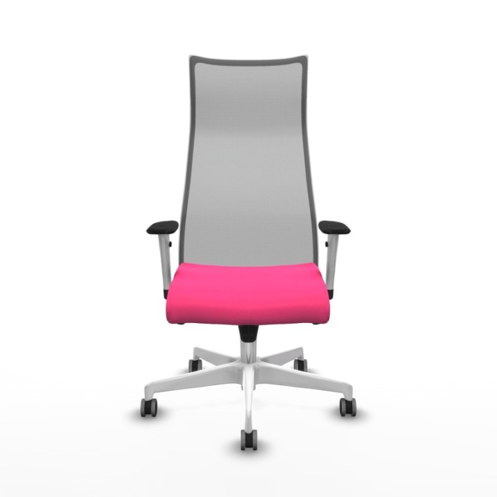 Albacete malla sincro malla gris similpiel rosa brazos blancos base blanca ruedas 65mm engomadas