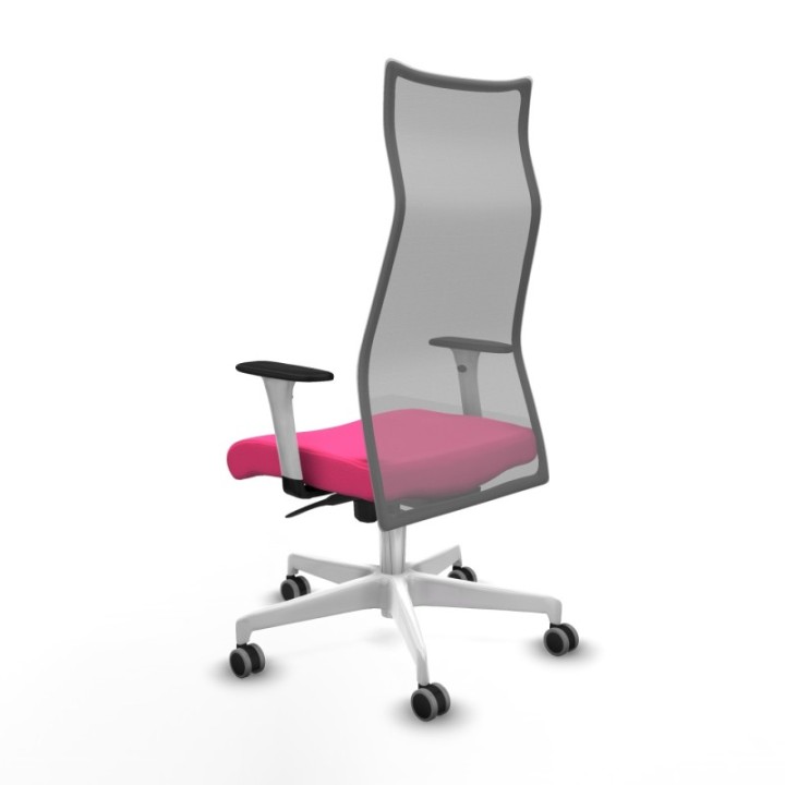 Albacete malla sincro malla gris similpiel rosa brazos blancos base blanca ruedas 65mm engomadas