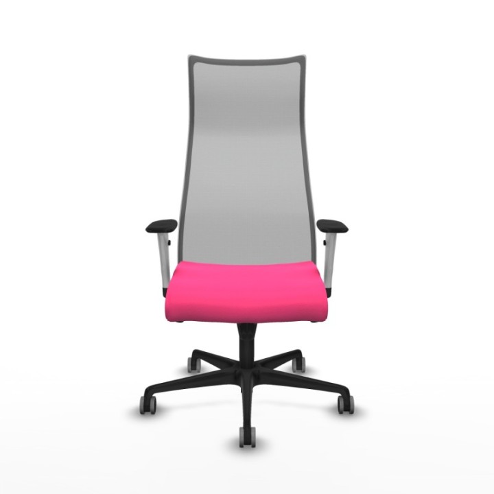 Albacete malla sincro malla gris similpiel rosa brazos blancos base nailon ruedas 65mm engomadas