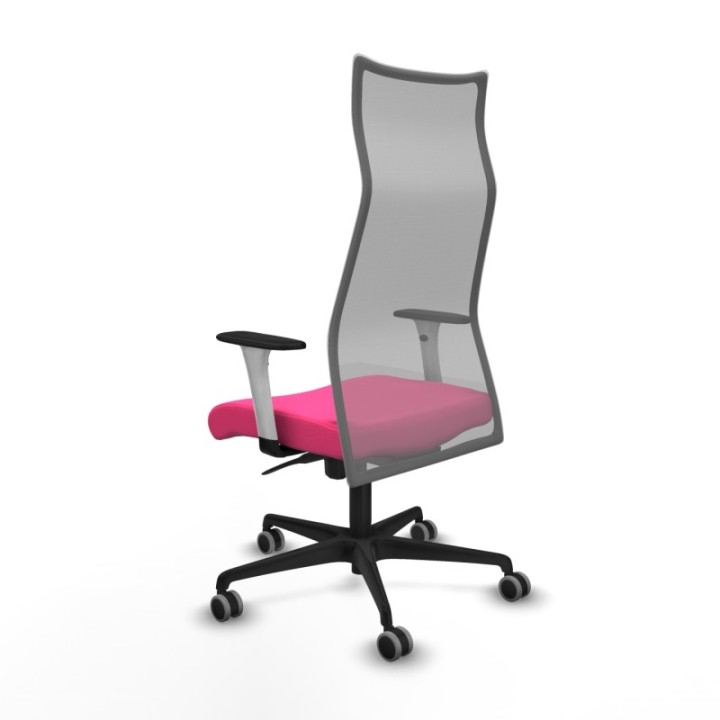 Albacete malla sincro malla gris similpiel rosa brazos blancos base nailon ruedas 65mm engomadas