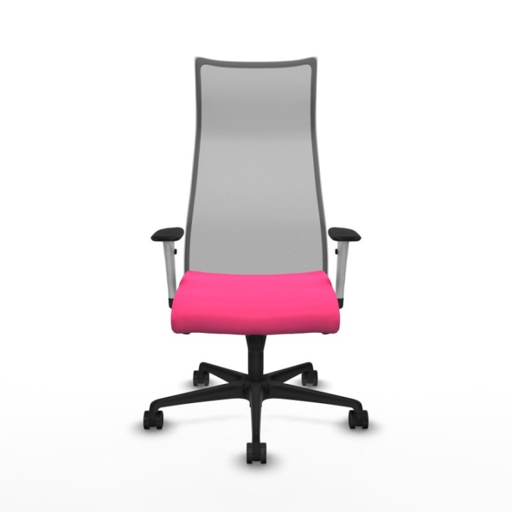 Albacete malla sincro malla gris similpiel rosa brazos blancos base nailon ruedas 65 mm nailon