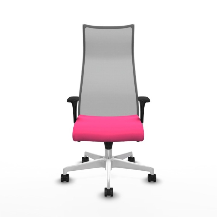 Albacete malla sincro malla gris similpiel rosa brazos 1D base blanca ruedas 65 mm nailon