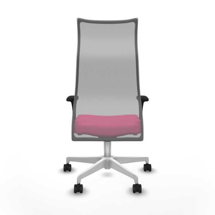 Albacete malla sincro malla gris similpiel rosa brazos 1D base blanca ruedas 65 mm nailon