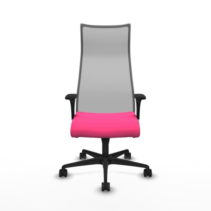 Albacete malla sincro malla gris similpiel rosa brazos 1D base nailon ruedas 65 mm nailon