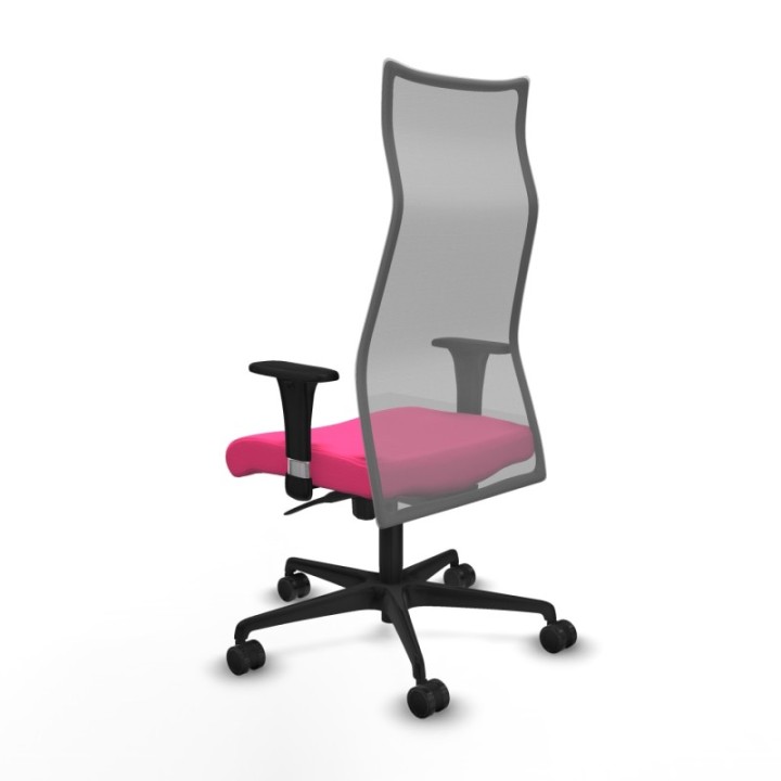 Albacete malla sincro malla gris similpiel rosa brazos 1D base nailon ruedas 65 mm nailon