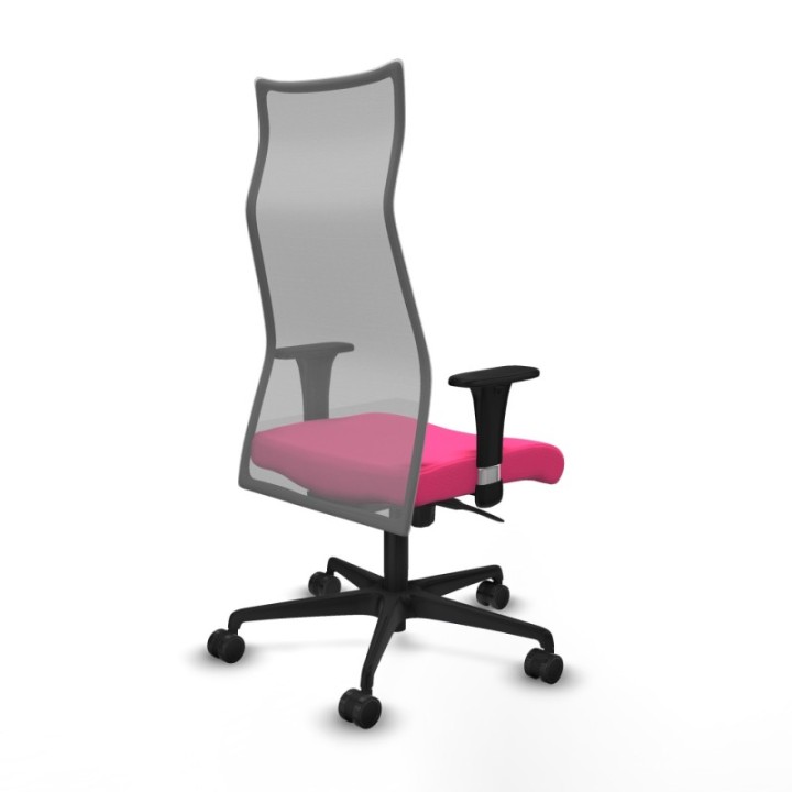 Albacete malla sincro malla gris similpiel rosa brazos 1D base nailon ruedas 65 mm nailon