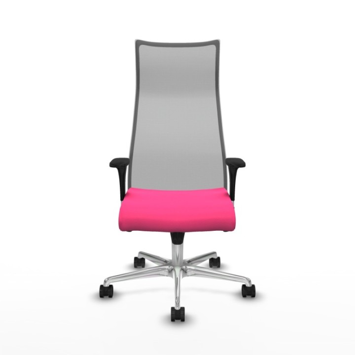 Albacete malla sincro malla gris similpiel rosa brazos 1D base aluminio ruedas 65 mm nailon