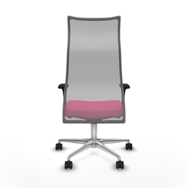 Albacete malla sincro malla gris similpiel rosa brazos 1D base aluminio ruedas 65 mm nailon