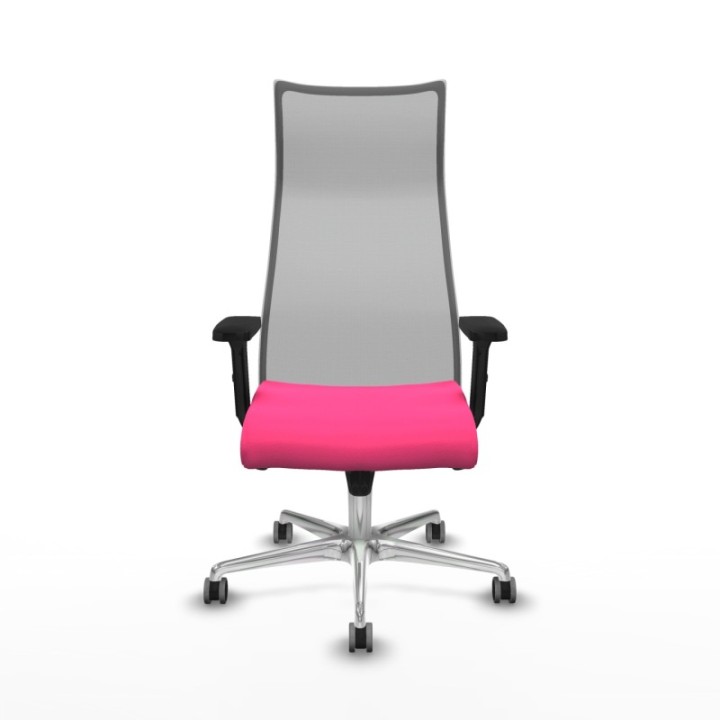 Albacete malla sincro malla gris similpiel rosa brazos 2D base aluminio ruedas 65mm engomadas