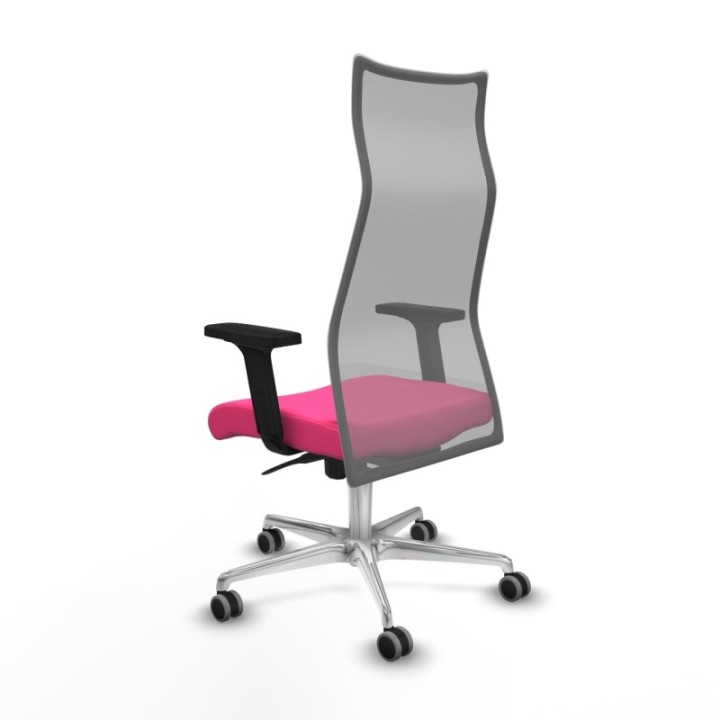 Albacete malla sincro malla gris similpiel rosa brazos 2D base aluminio ruedas 65mm engomadas