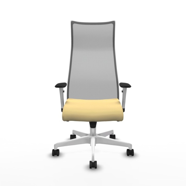 Albacete malla sincro malla gris similpiel crema brazos blancos base blanca ruedas 65 mm nailon