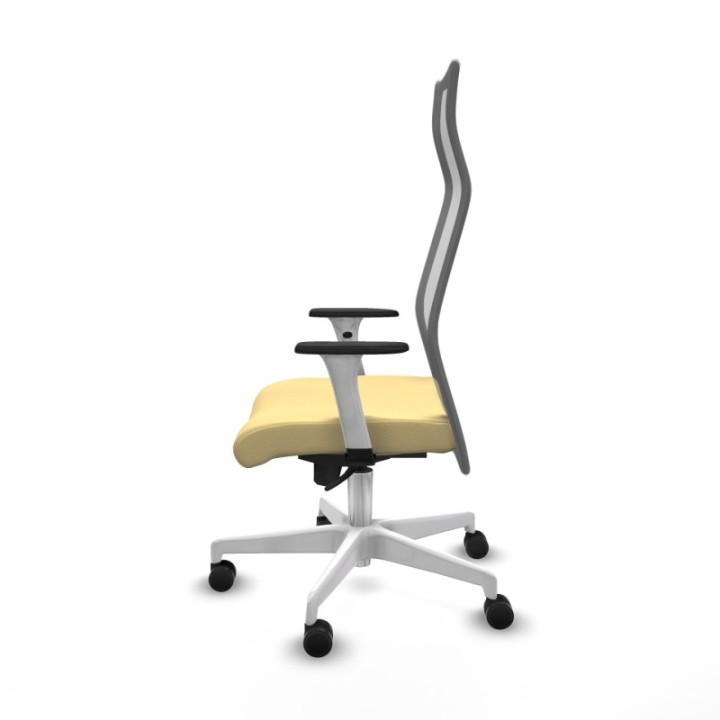 Albacete malla sincro malla gris similpiel crema brazos blancos base blanca ruedas 65 mm nailon