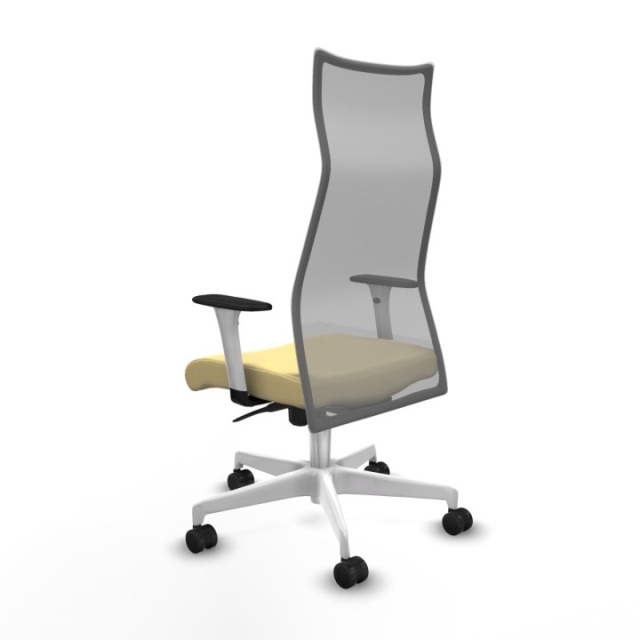 Albacete malla sincro malla gris similpiel crema brazos blancos base blanca ruedas 65 mm nailon