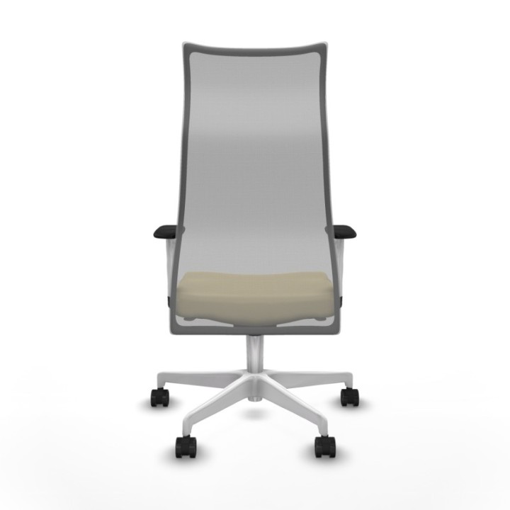 Albacete malla sincro malla gris similpiel crema brazos blancos base blanca ruedas 65 mm nailon