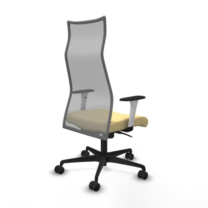 Albacete malla sincro malla gris similpiel crema brazos blancos base nailon ruedas 65 mm nailon