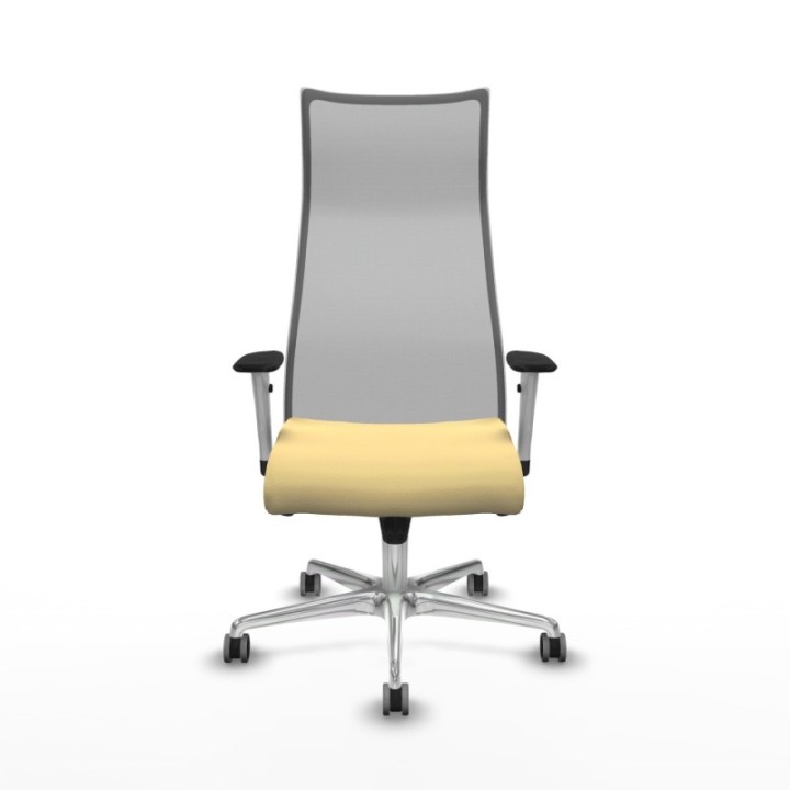 Albacete malla sincro malla gris similpiel crema brazos blancos base aluminio ruedas 65mm engomadas