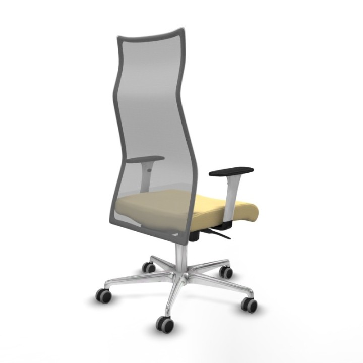 Albacete malla sincro malla gris similpiel crema brazos blancos base aluminio ruedas 65mm engomadas