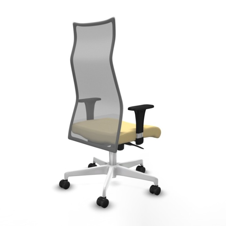 Albacete malla sincro malla gris similpiel crema brazos 1D base blanca ruedas 65 mm nailon