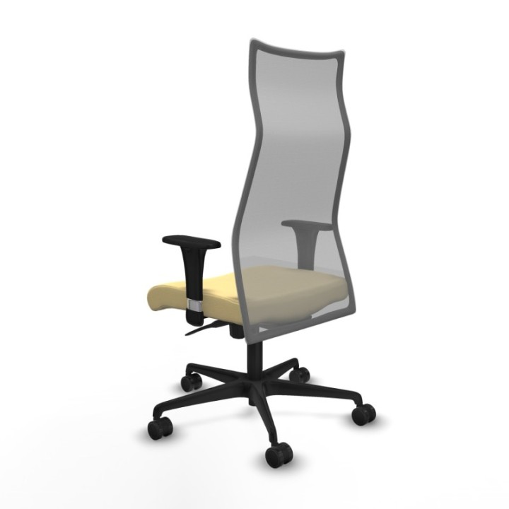 Albacete malla sincro malla gris similpiel crema brazos 1D base nailon ruedas 65 mm nailon