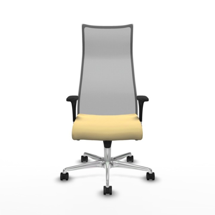 Albacete malla sincro malla gris similpiel crema brazos 1D base aluminio ruedas 65 mm nailon