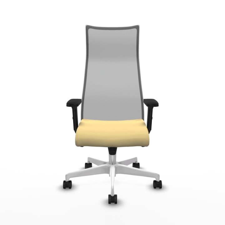 Albacete malla sincro malla gris similpiel crema brazos 2D base blanca ruedas 65 mm nailon