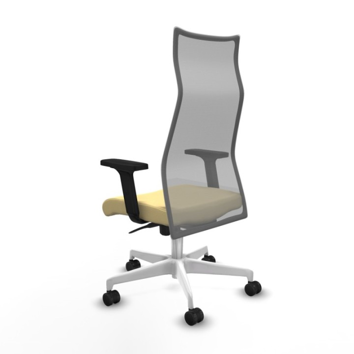 Albacete malla sincro malla gris similpiel crema brazos 2D base blanca ruedas 65 mm nailon