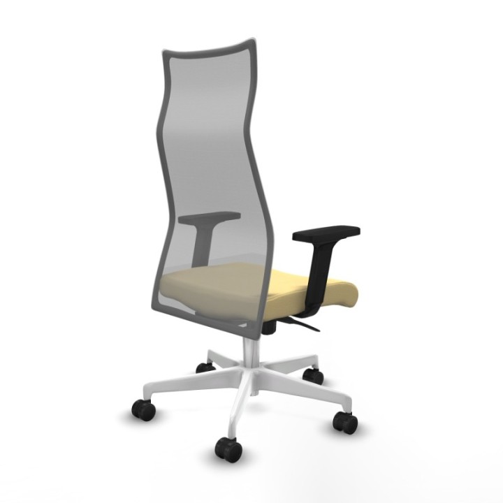 Albacete malla sincro malla gris similpiel crema brazos 2D base blanca ruedas 65 mm nailon