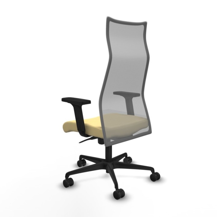 Albacete malla sincro malla gris similpiel crema brazos 2D base nailon ruedas 65 mm nailon