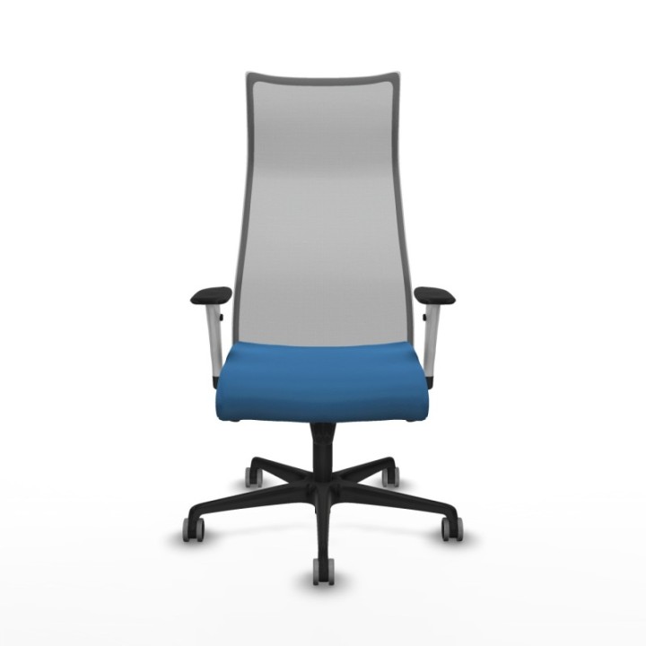 Albacete malla sincro malla gris similpiel azul claro brazos blancos base nailon ruedas 65mm engomadas