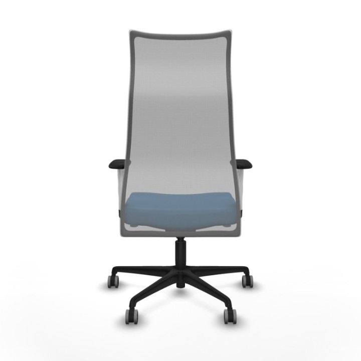 Albacete malla sincro malla gris similpiel azul claro brazos blancos base nailon ruedas 65mm engomadas