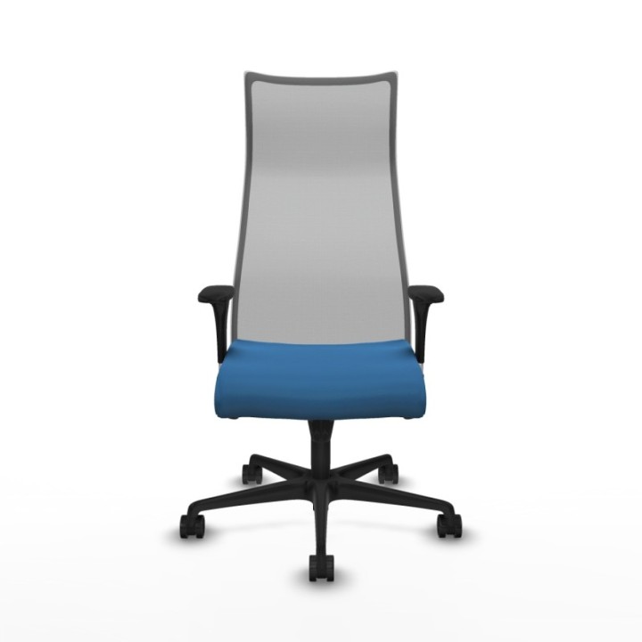 Albacete malla sincro malla gris similpiel azul claro brazos 1D base nailon ruedas 65 mm nailon