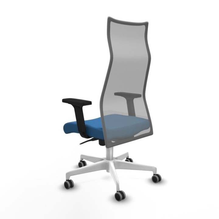 Albacete malla sincro malla gris similpiel azul claro brazos 2D base blanca ruedas 65mm engomadas