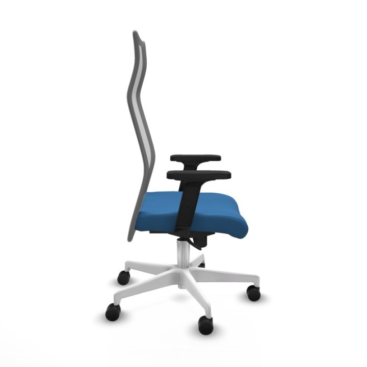 Albacete malla sincro malla gris similpiel azul claro brazos 2D base blanca ruedas 65 mm nailon