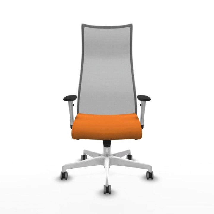 Albacete malla sincro malla gris similpiel naranja brazos blancos base blanca ruedas 65mm engomadas