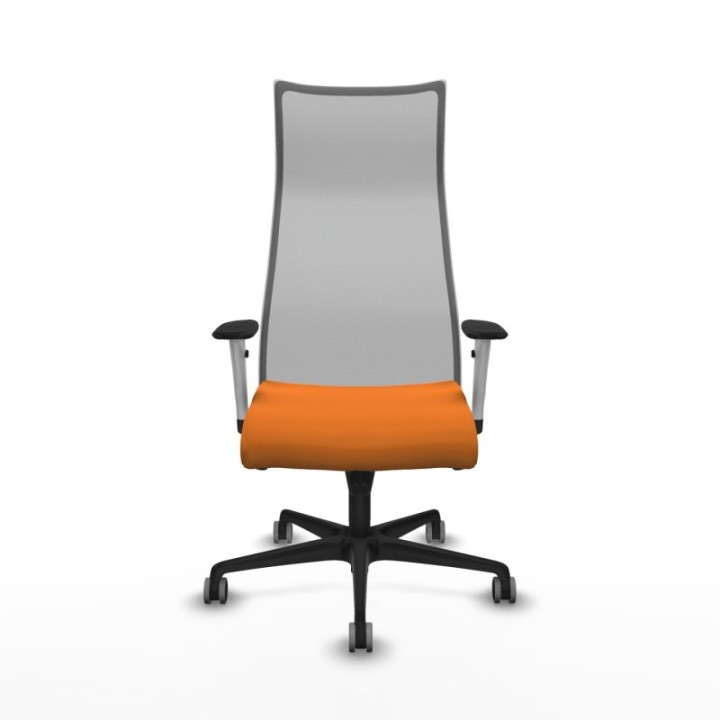 Albacete malla sincro malla gris similpiel naranja brazos blancos base nailon ruedas 65mm engomadas