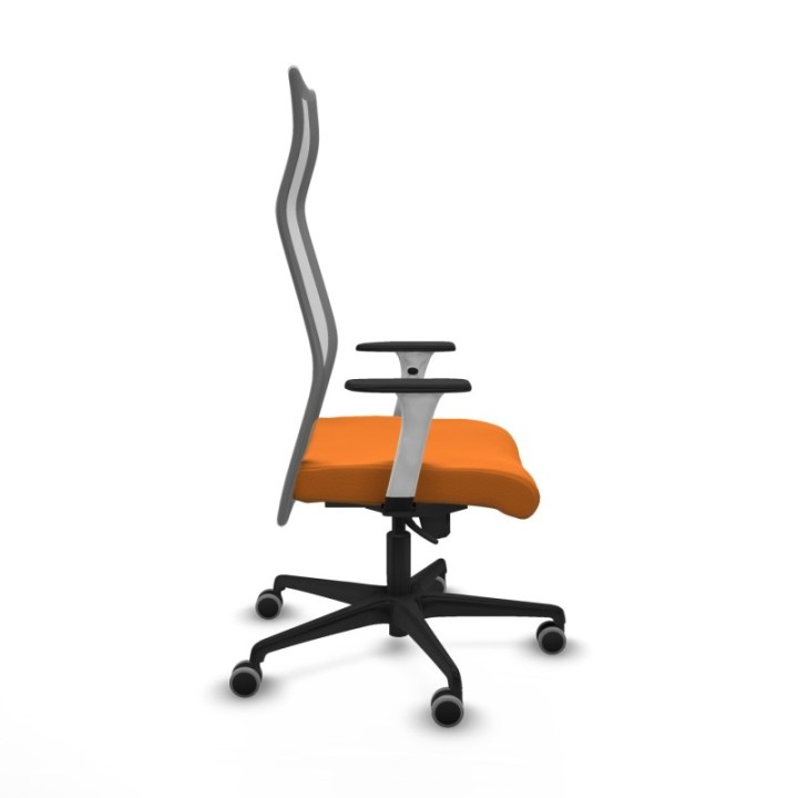 Albacete malla sincro malla gris similpiel naranja brazos blancos base nailon ruedas 65mm engomadas